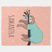 かわいいナマケモノ フリースブランケット (正面(横))