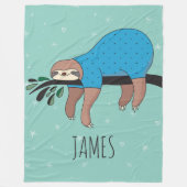 かわいいナマケモノ フリースブランケット (正面)