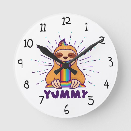 かわいいナマケモノ ラウンド壁時計 (正面)