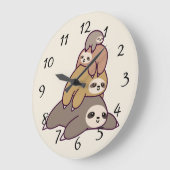 かわいいナマケモノ ラージ壁時計 (傾斜)