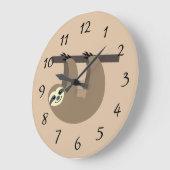 かわいいナマケモノ ラージ壁時計 (傾斜)