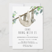 かわいいナマケモノ 来つる | |おもしろい子供の誕生日パーティー 招待状 (正面)