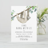 かわいいナマケモノ 来つる | |おもしろい子供の誕生日パーティー 招待状 (スタンド正面)