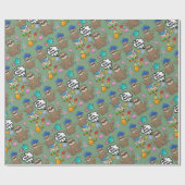 かわいいナマケモノ 緑の模様 ベビーシャワー 誕生日 ラッピングペーパー (フラット)