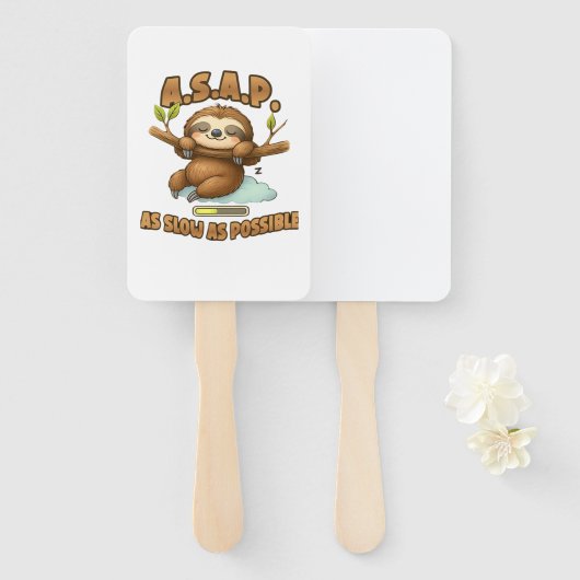 かわいいナマケモノ ASAP � 可能な限りゆっくり クラシックTシャツ ハンドファン (正面&裏面)