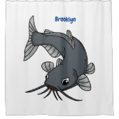 かわいいナマズの漫画イラストレーション シャワーカーテン (正面)