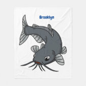 かわいいナマズの漫画イラストレーション フリースブランケット (正面)