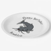 かわいいナマズの漫画イラストレーション ペーパープレート (アングル)