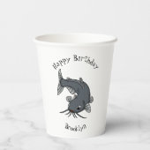 かわいいナマズの漫画イラストレーション 紙コップ (裏面)