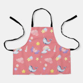 かわいいナルホールフィッシュユニコーンレインボーシー誕生日 エプロン (正面)