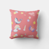 かわいいナルホールフィッシュユニコーンレインボーシー誕生日 クッション (正面)