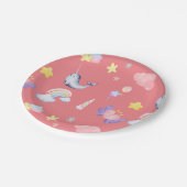 かわいいナルホールフィッシュユニコーンレインボーシー誕生日 ペーパープレート (アングル)