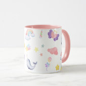かわいいナルホールフィッシュユニコーンレインボーシー誕生日 マグカップ (正面右)