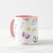 かわいいナルホールフィッシュユニコーンレインボーシー誕生日 マグカップ (正面左)