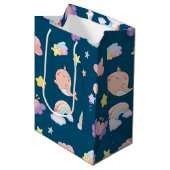 かわいいナルホールフィッシュユニコーンレインボーシー誕生日 ミディアムペーパーバッグ (正面アングル)