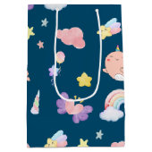 かわいいナルホールフィッシュユニコーンレインボーシー誕生日 ミディアムペーパーバッグ (裏面)