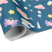 かわいいナルホールフィッシュユニコーンレインボーシー誕生日 ラッピングペーパー (ロールコーナー)