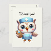 かわいいナースありがとうフクロウ ポストカード (正面/裏面)