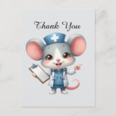 かわいいナースありがとうマウス ポストカード (正面)