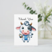 かわいいナースありがとう牛 ポストカード (スタンド正面)