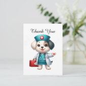 かわいいナースありがとう犬 ポストカード (スタンド正面)