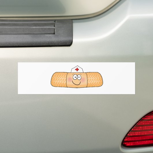 かわいいナースの帽子が付いているWhimsiclaのバンドエイドの包帯 バンパーステッカー (車上)