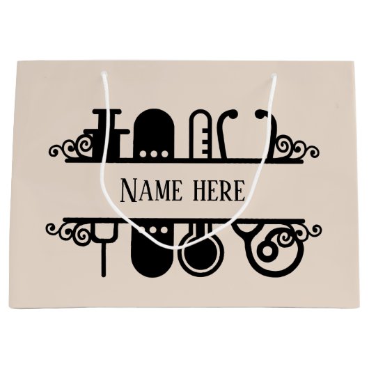 かわいいナースの追加名 ラージペーパーバッグ (正面)