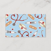 かわいいナースまたは介護者の青い名刺 名刺 (裏面)