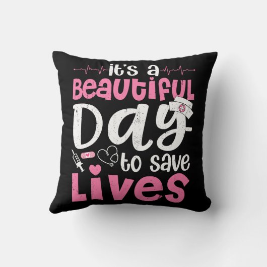 かわいいナースを生きる美救しい一日だ クッション (裏面)