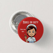 かわいいナースオンデューティレッド 缶バッジ (正面&裏面)