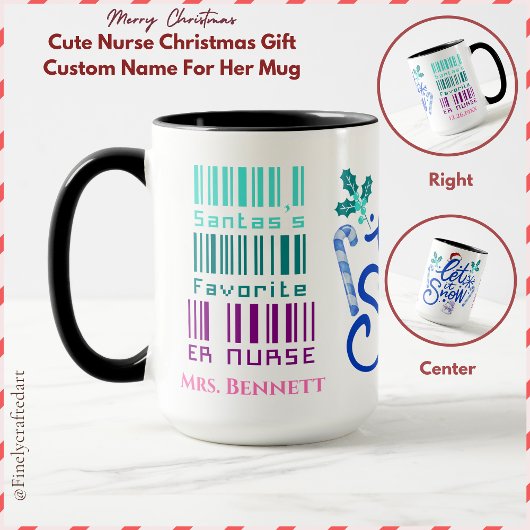 かわいいナースクリスマスプレゼント名前をカスタムする マグカップ