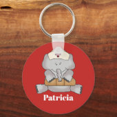 かわいいナースゾウ名キーチェーンを追加 キーホルダー (正面)