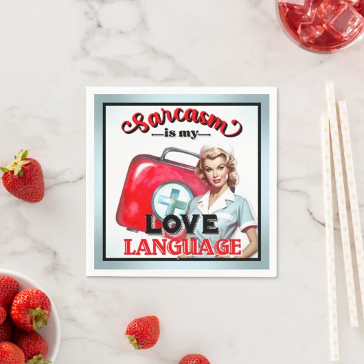 かわいいナースピンナップ_ラブランゲージ スタンダードカクテルナプキン (インサイチュ)