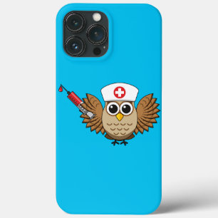 かわいいナースフクロウとシリンジ漫画 iPhone 13 PRO MAXケース