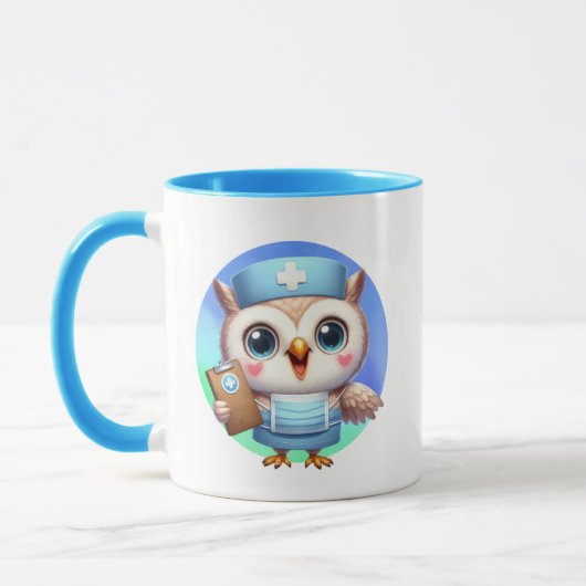 かわいいナースフクロウにモノグラムを追加 マグカップ (左)