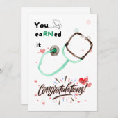 かわいいナース卒業カードギフト、素敵なRN 招待状 (正面/裏面)