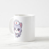かわいいナース猫のイラスト コーヒーマグカップ (正面左)
