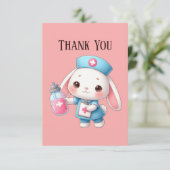 かわいいナース追加メッセージのバニー サンキューカード (スタンド正面)
