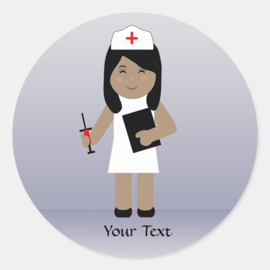 かわいいナース1カスタムステッカー ラウンドシール (正面)
