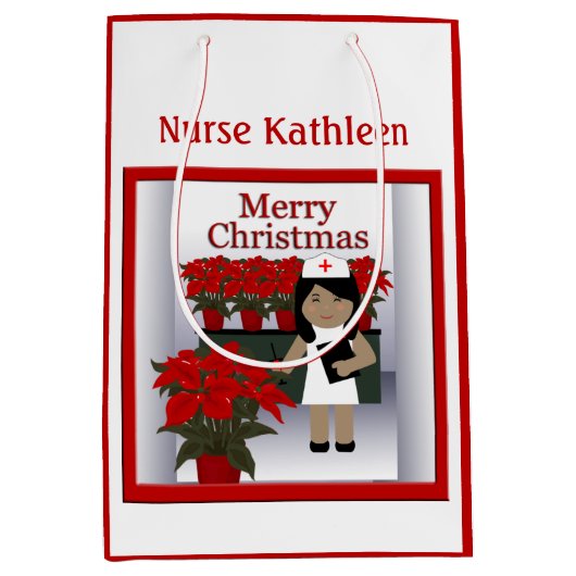 かわいいナース1メッドクリスマス抱き枕 ミディアムペーパーバッグ (正面)