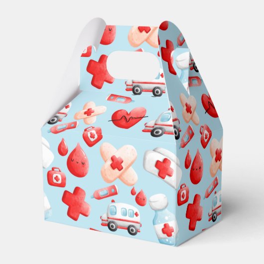 かわいいナース、医師、医療、医療をテーマにした フェイバーボックス (裏面サイド)