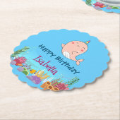 かわいいナールフィッシュユニコーンホエールシー誕生日 ペーパーコースター (アングル)