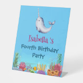 かわいいナールフィッシュユニコーンホエールシー誕生日 台座サイン (正面)