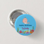 かわいいナールフィッシュユニコーンホエールシー誕生日 缶バッジ (正面&裏面)