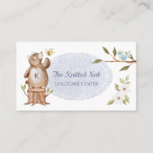 かわいいニットウッドランドベアおもしろいベビーシッター保育園 名刺 (正面)