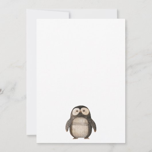 かわいいニットペンギン赤ちゃんシャワー 招待状 (裏面)