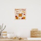 かわいいニットマフラーを巻いた漫画のららちゃん ポスター (キッチン)