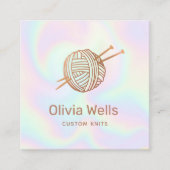 かわいいニット編み物クロシェ玉名刺 スクエア名刺 (正面)