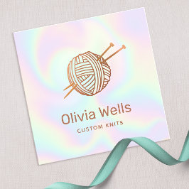 かわいいニット編み物クロシェ玉名刺 スクエア名刺