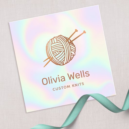 かわいいニット編み物クロシェ玉名刺 スクエア名刺
